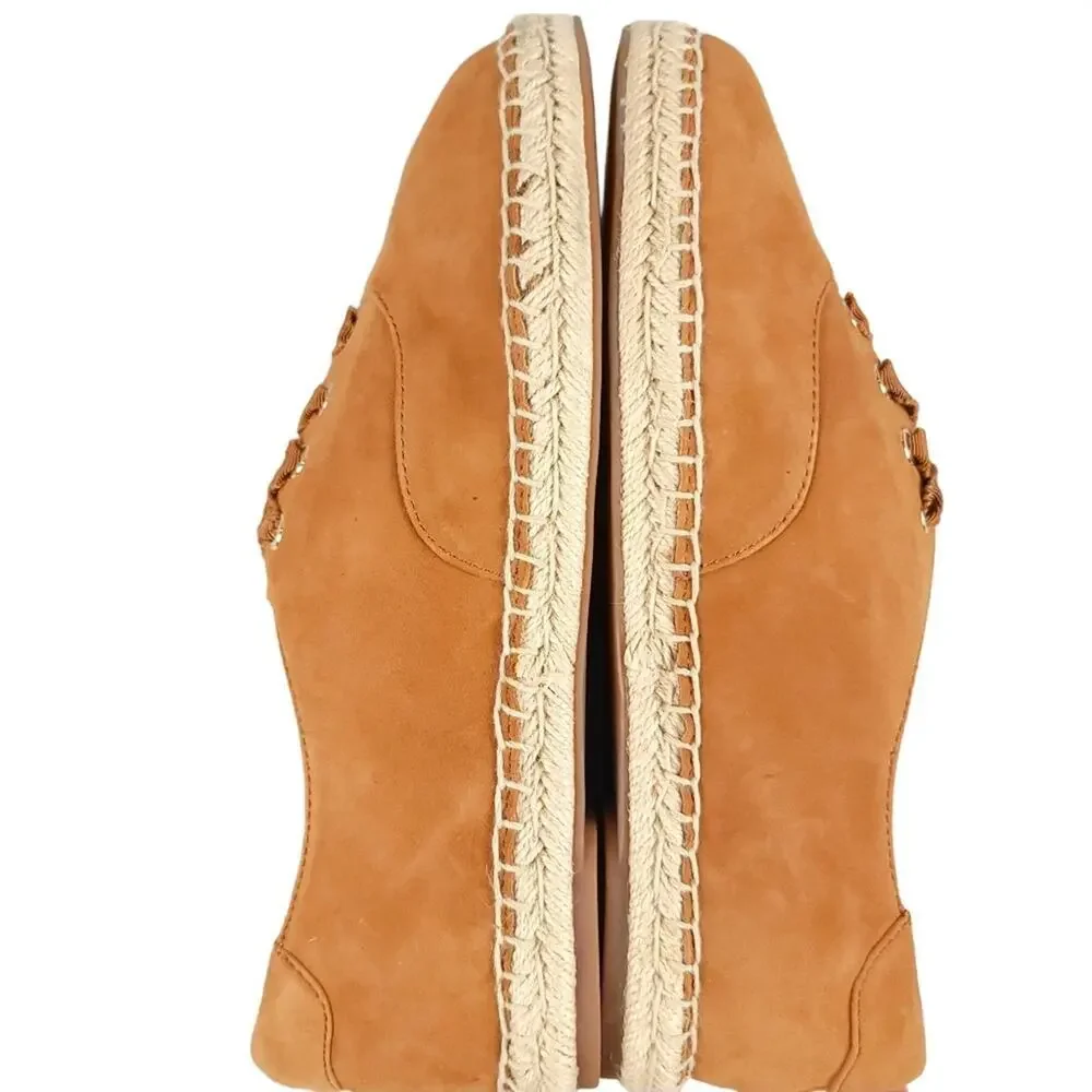 Vionic Lace Up Espadrille Flats Coast Sandy Suede Orthotic